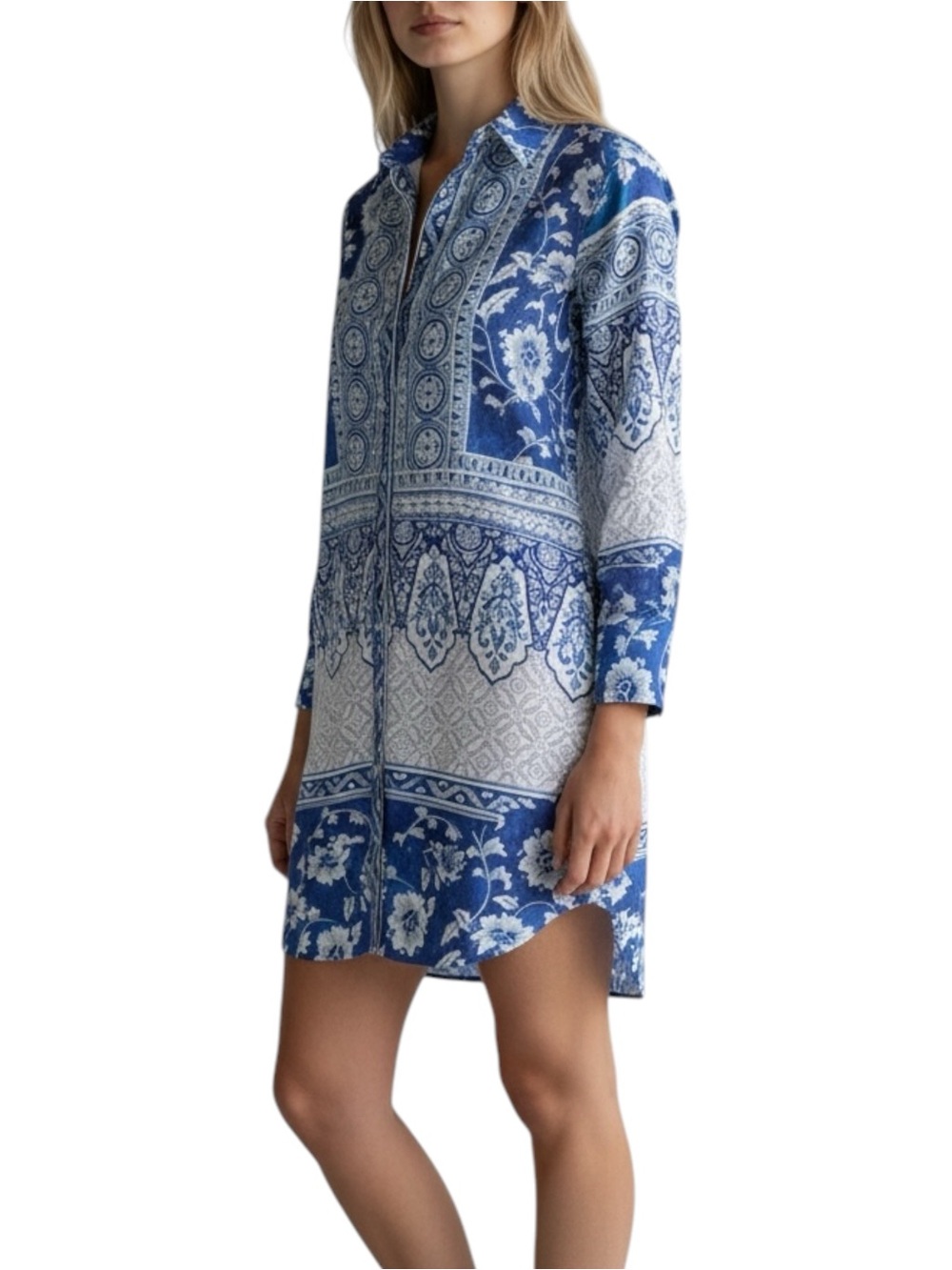byAnthropologie Anthro Printed Button Front Longsleeve Shirt Dress Medium